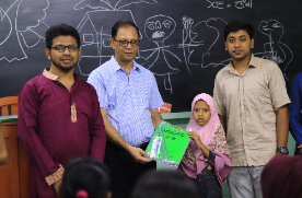 Distribution of essential educational materials to underprivileged students of Notre Dame Literary School by Rotaract Club of Notre Dame College